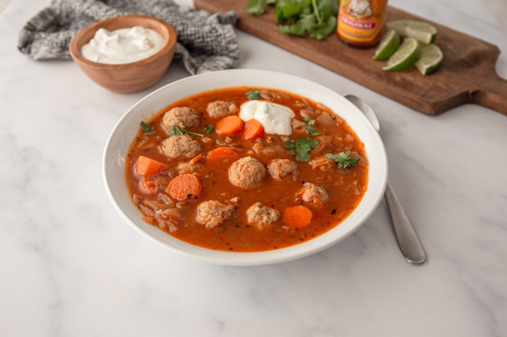 Mexican Meatball and Mushroom Soup 