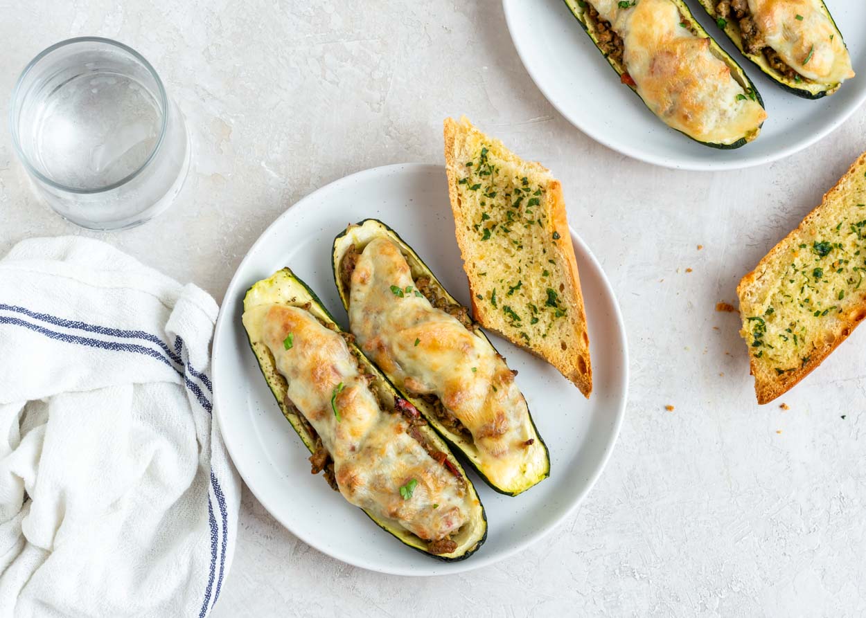 Zucchini Boats with Pesto Turkey Cook Smarts