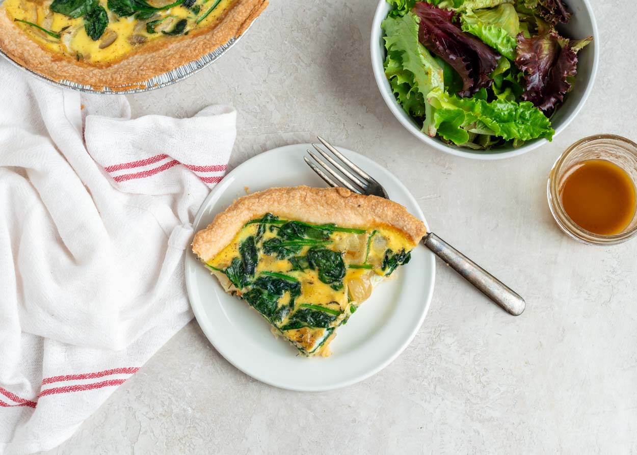 Spinach, Caramelized Onion and Gruyere Quiche