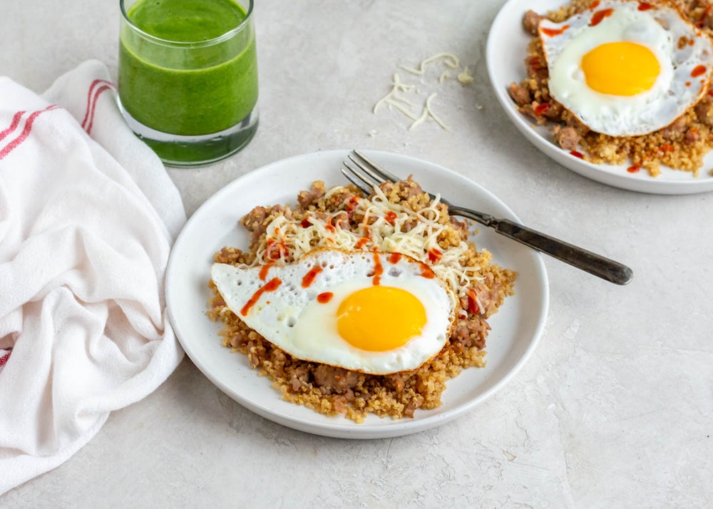 Breakfast Fried Quinoa with Sausage