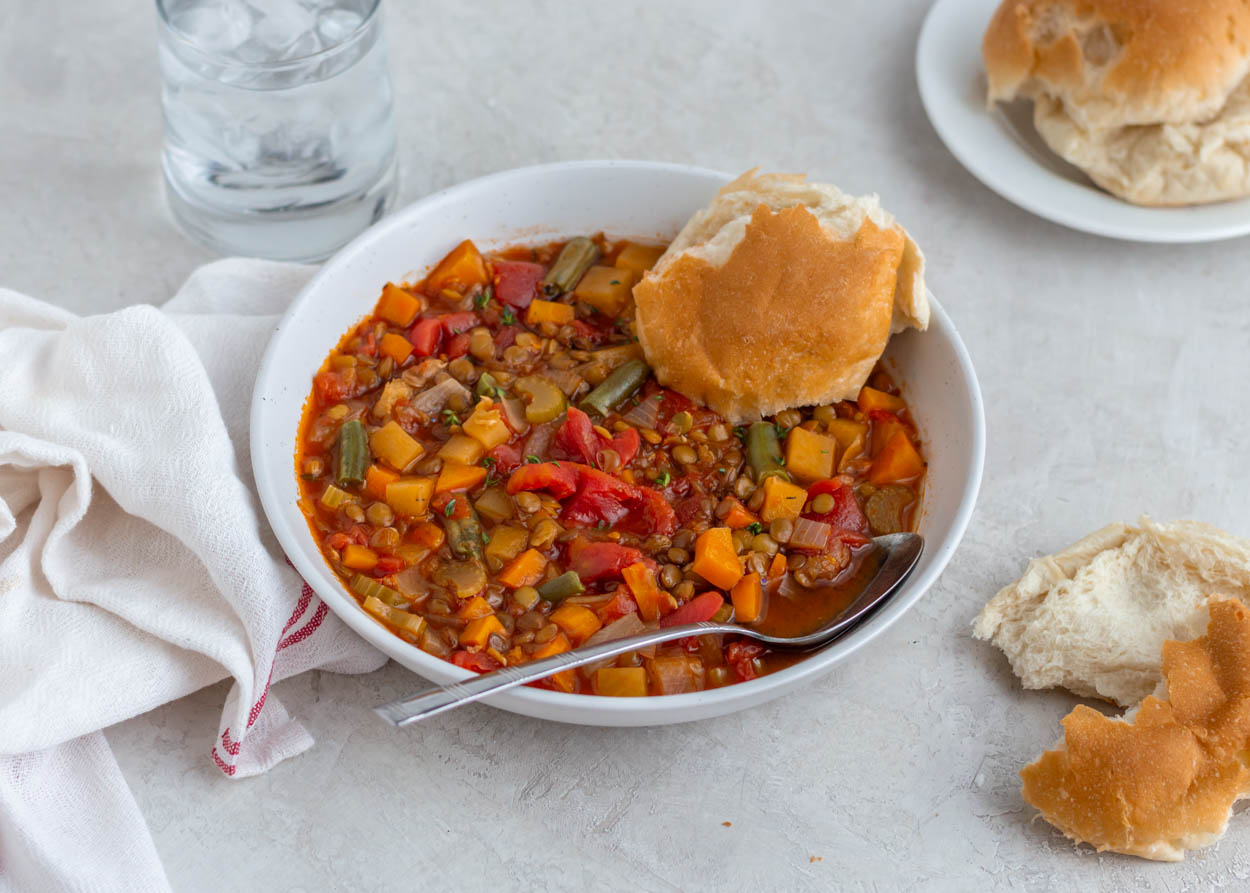 Slow Cooker (or not) Lentil Vegetable Soup