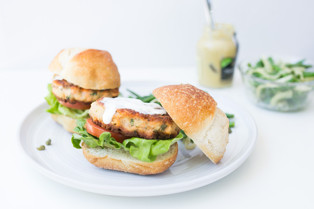 Salmon-Basil Burgers