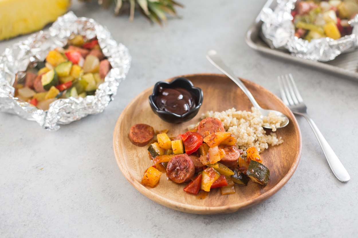 Sheet Pan Hawaiian BBQ Sausage 