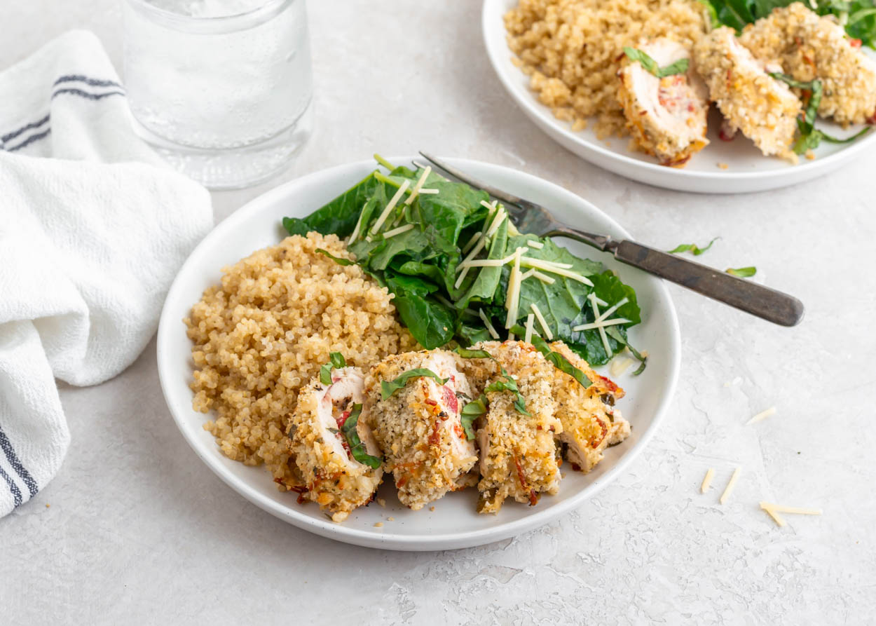 Baby Kale Salad with Red Peppers and Goat Cheese