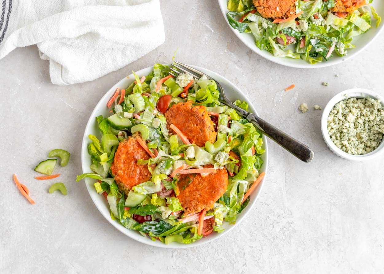 Buffalo Quinoa Fritter Salad