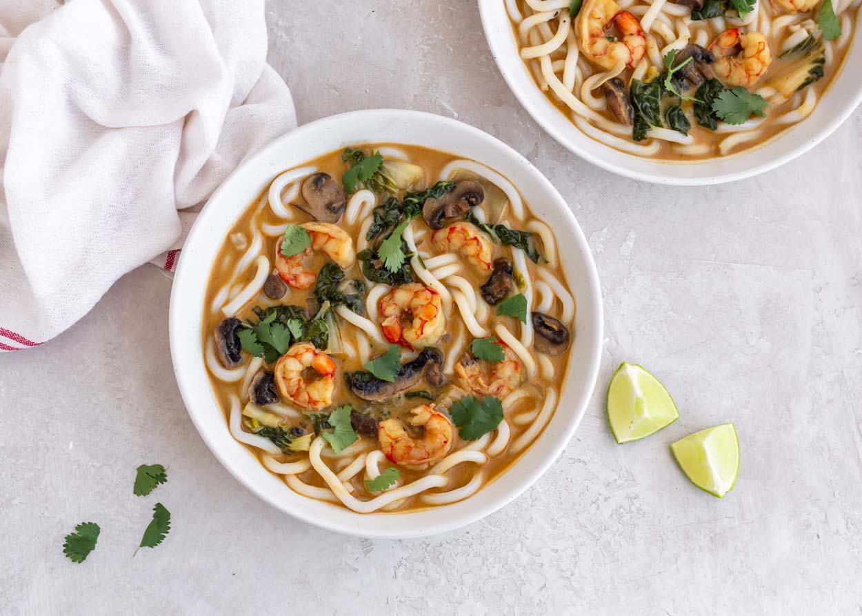 Green Curry Noodle Soup with Shrimp
