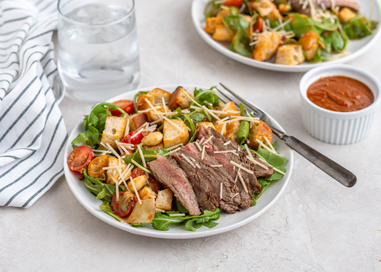 Winter Panzanella with Seared Flank Steak