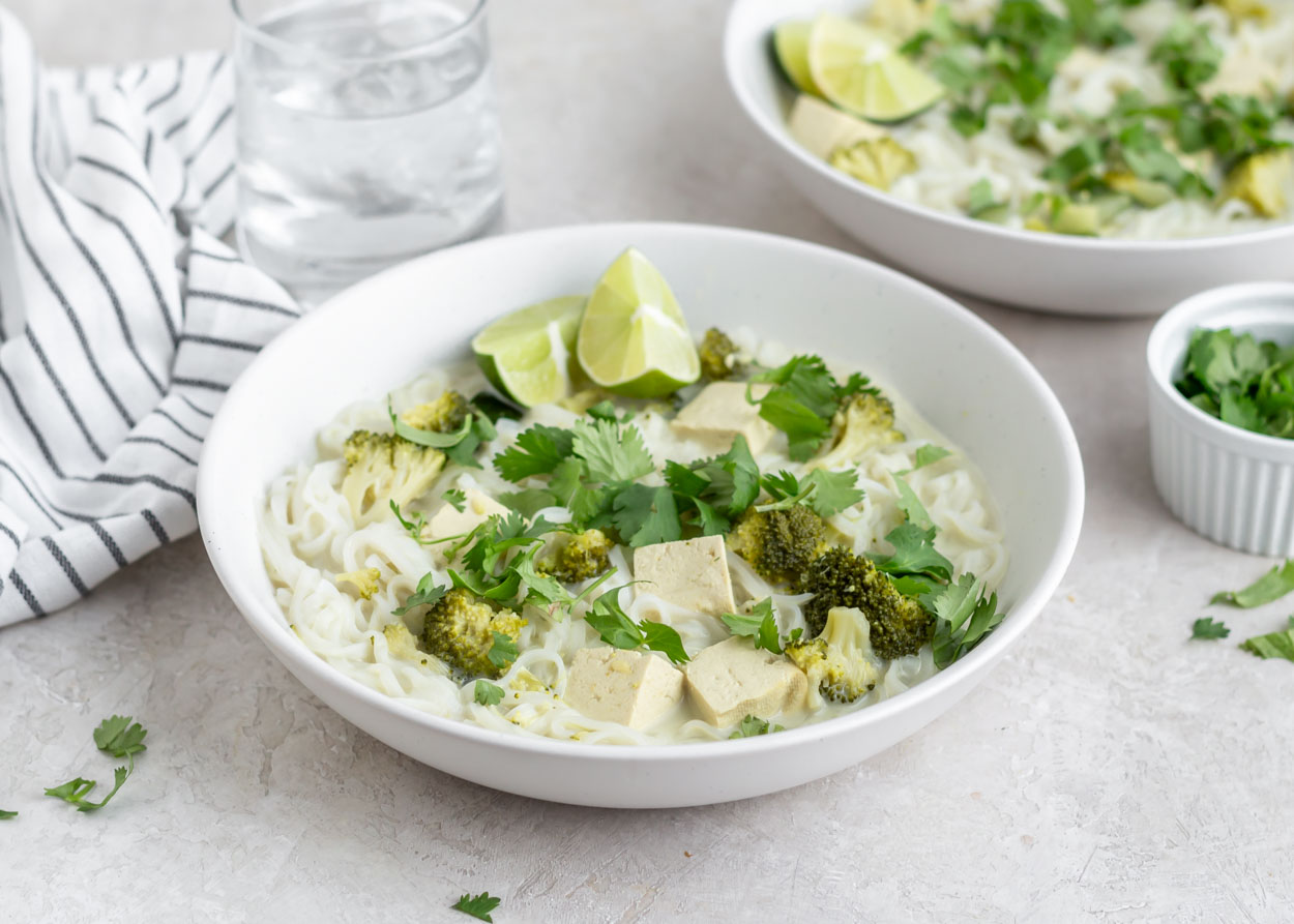 Tofu and Green Curry Noodle Soup