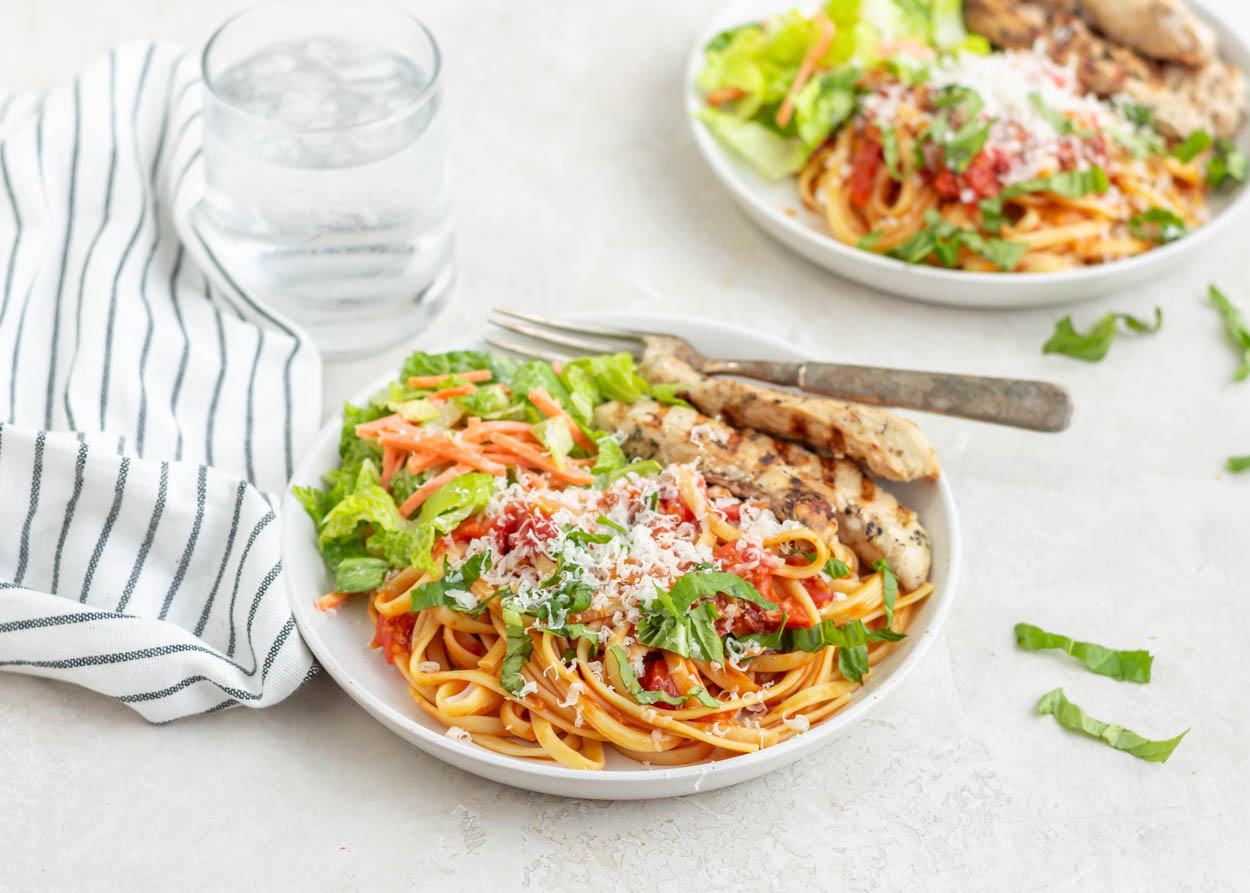 Pasta Pomodoro with Italian Chicken Tenderloins