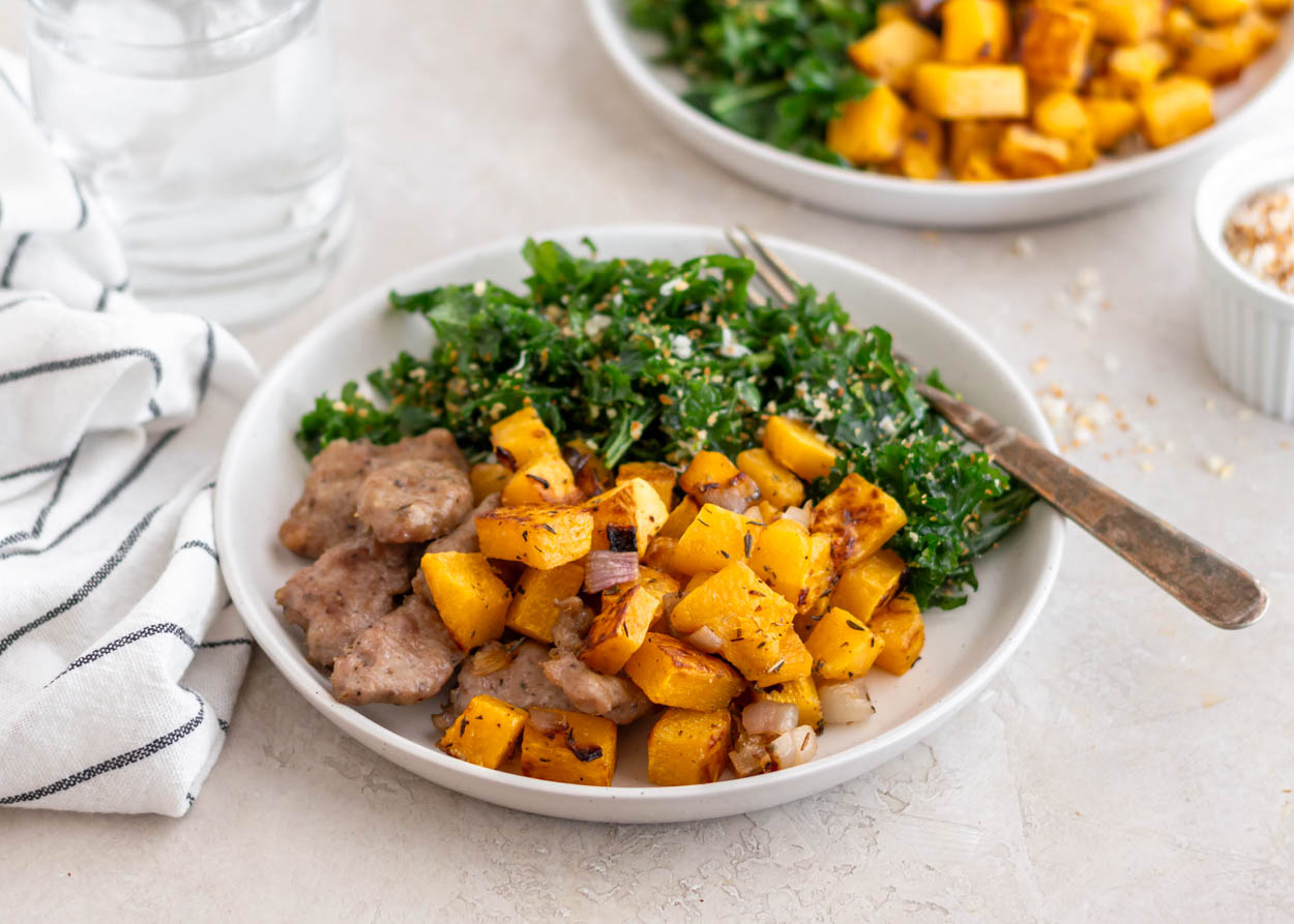 Roasted Squash and Chicken-Apple Sausage