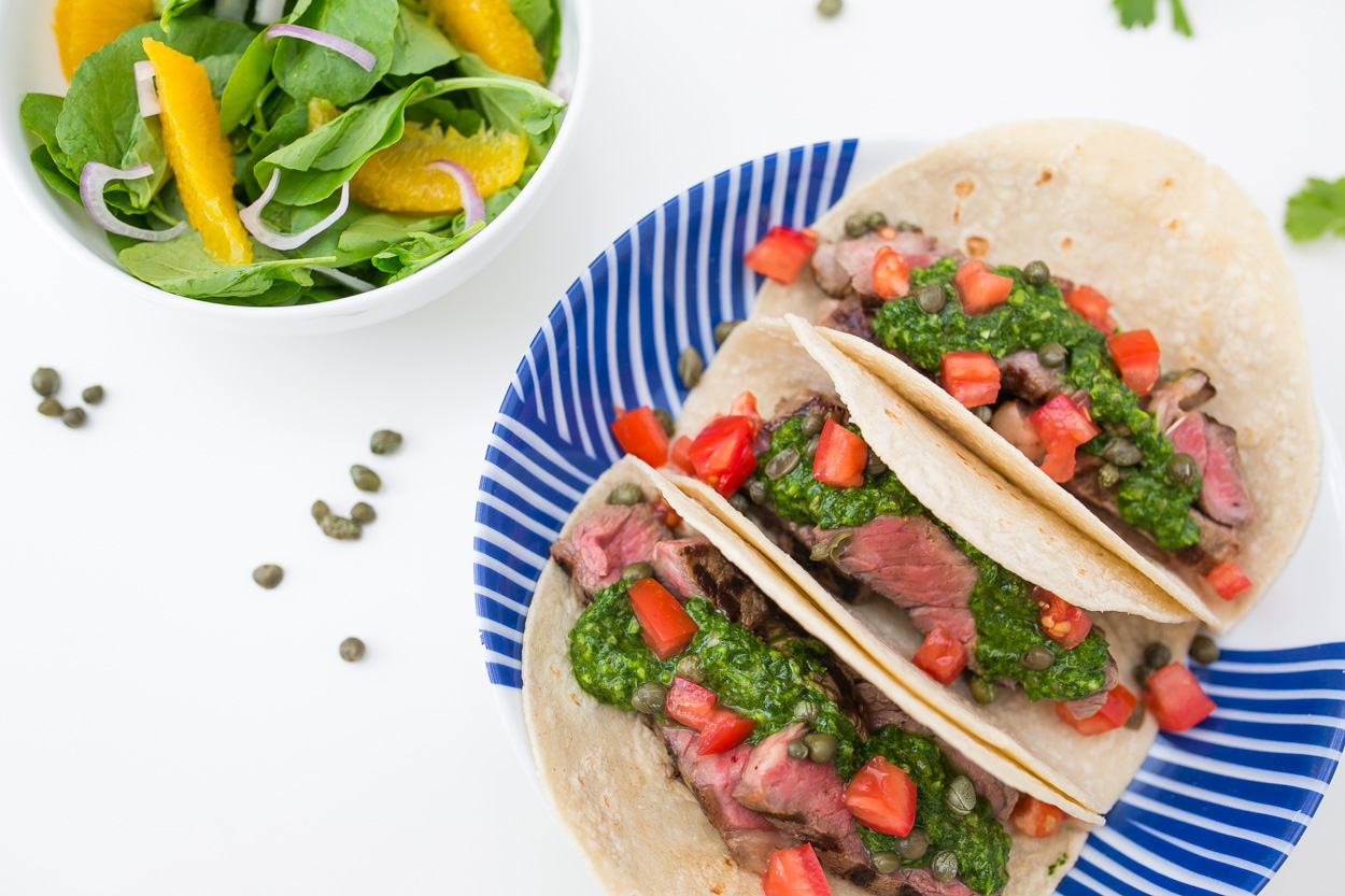 Steak Tacos with Chimichurri Sauce