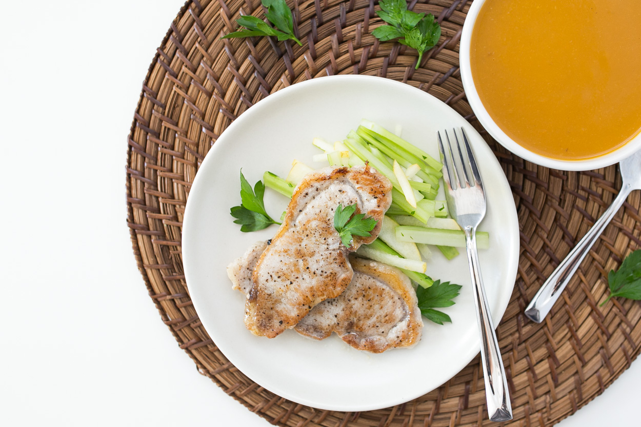 Pork Chops with Pear and Celery Slaw