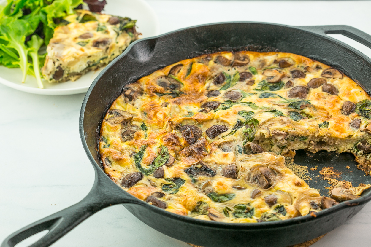 Spinach, Mushroom, and Feta Frittata