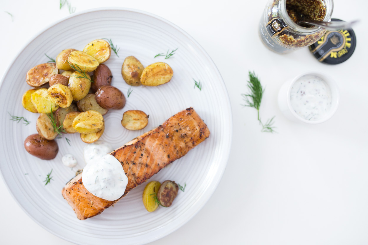 Skillet Salmon with Yogurt Sauce