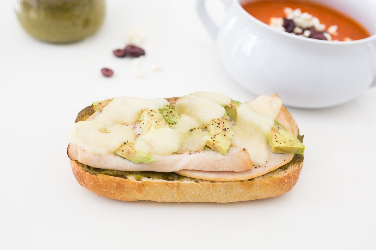 Open-Faced Pesto Turkey Avocado Melt