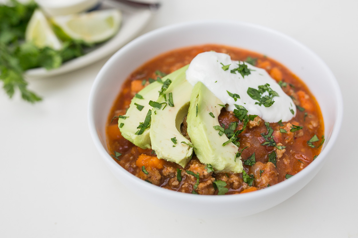 Slow Cooker Turkey and Sweet Potato Chili