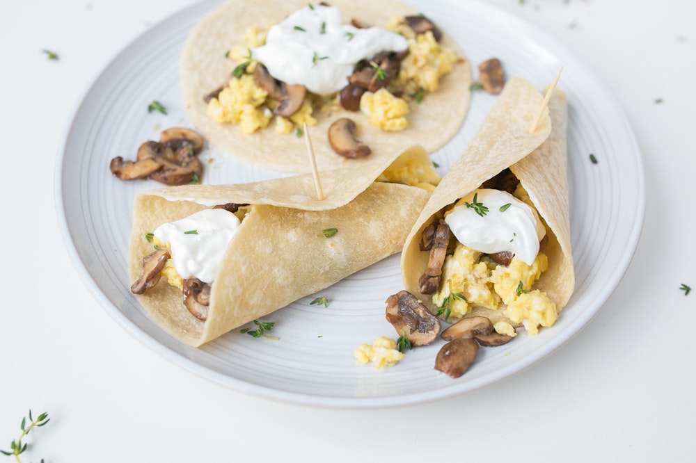 Egg and Mushroom Breakfast Tacos