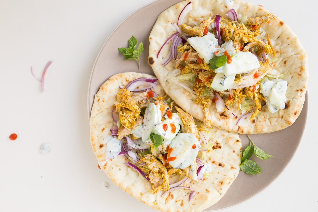 Spicy Indian Pulled Chicken Wrap 