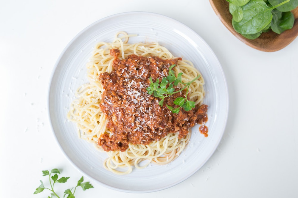 Spaghetti with Chopped-Veggie Tomato Sauce
