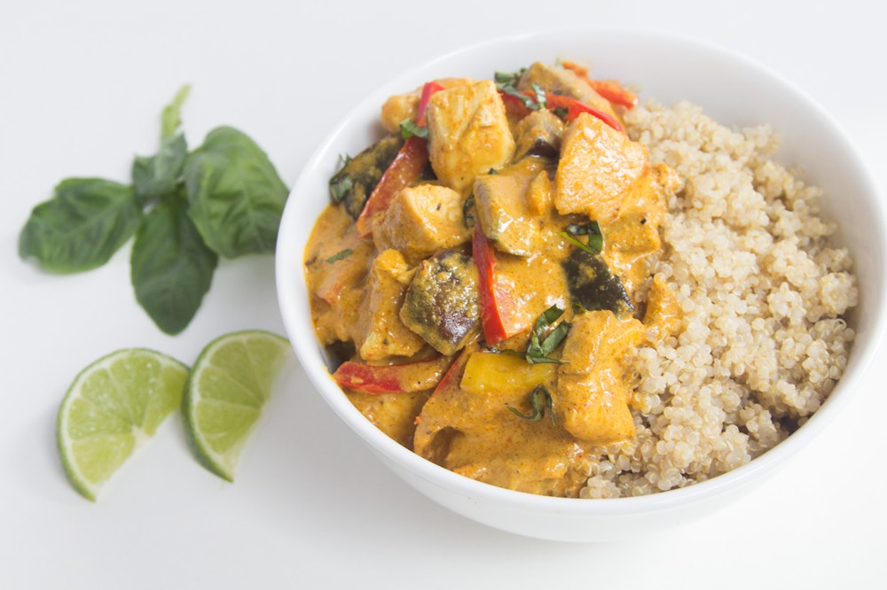 Thai Chicken Curry with Eggplant and Mango
