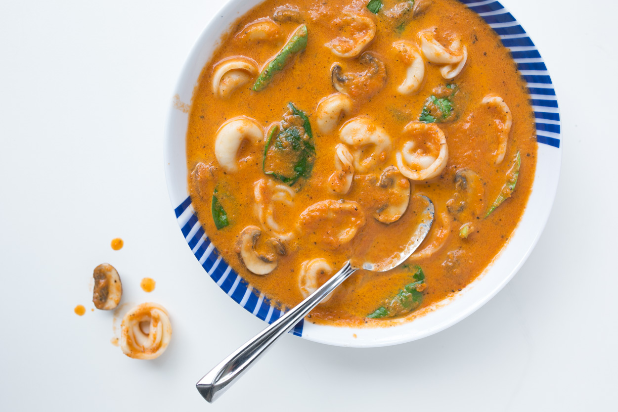 Tortellini Soup with Creamy Tomato Broth