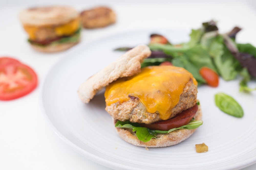 Southwest Green Chili Turkey Patties with Fried Egg