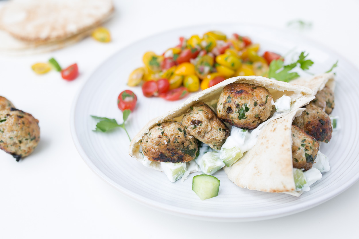 Mediterranean Meatballs in Pita Pockets