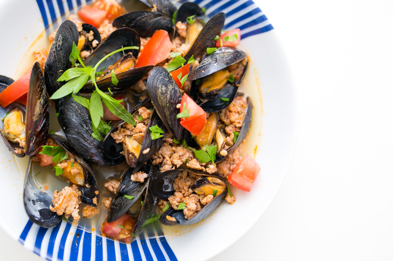 Mussels and Chorizo