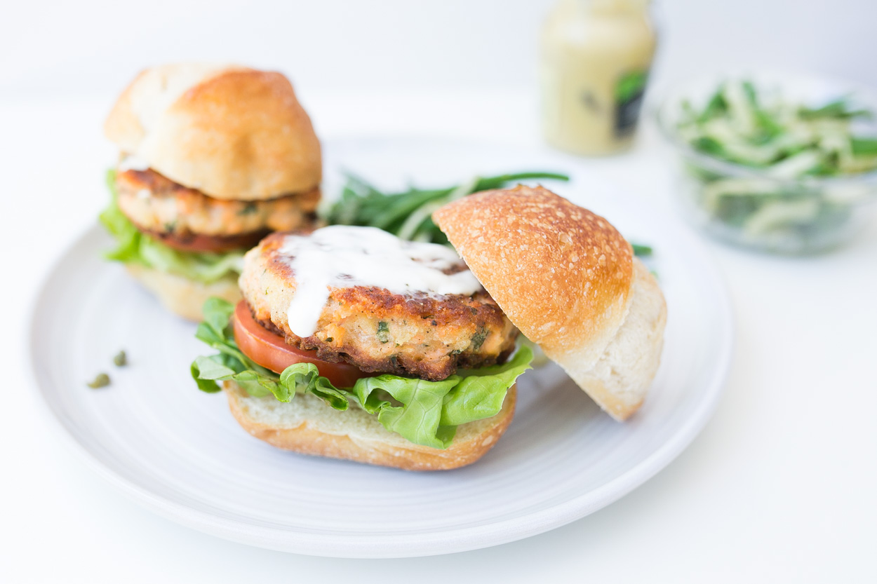 Salmon-Basil Burgers