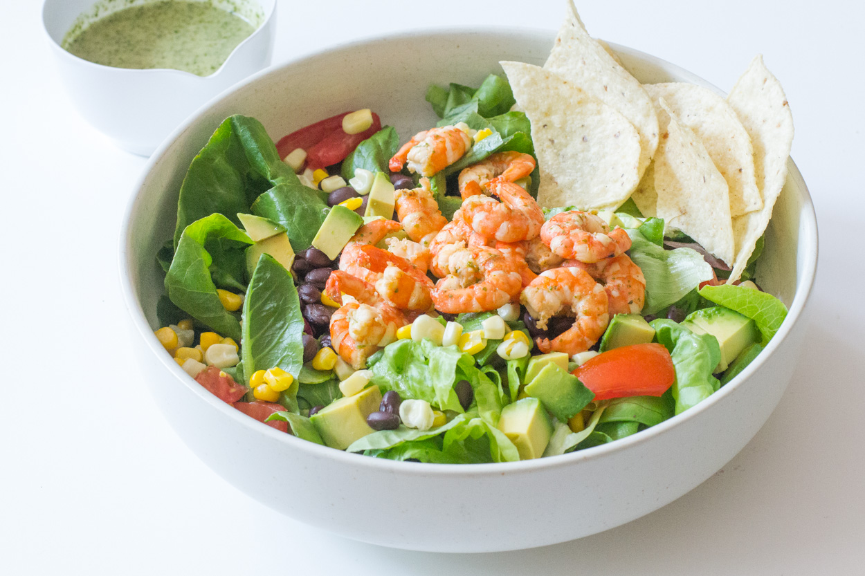 Shrimp and Avocado Taco Salad
