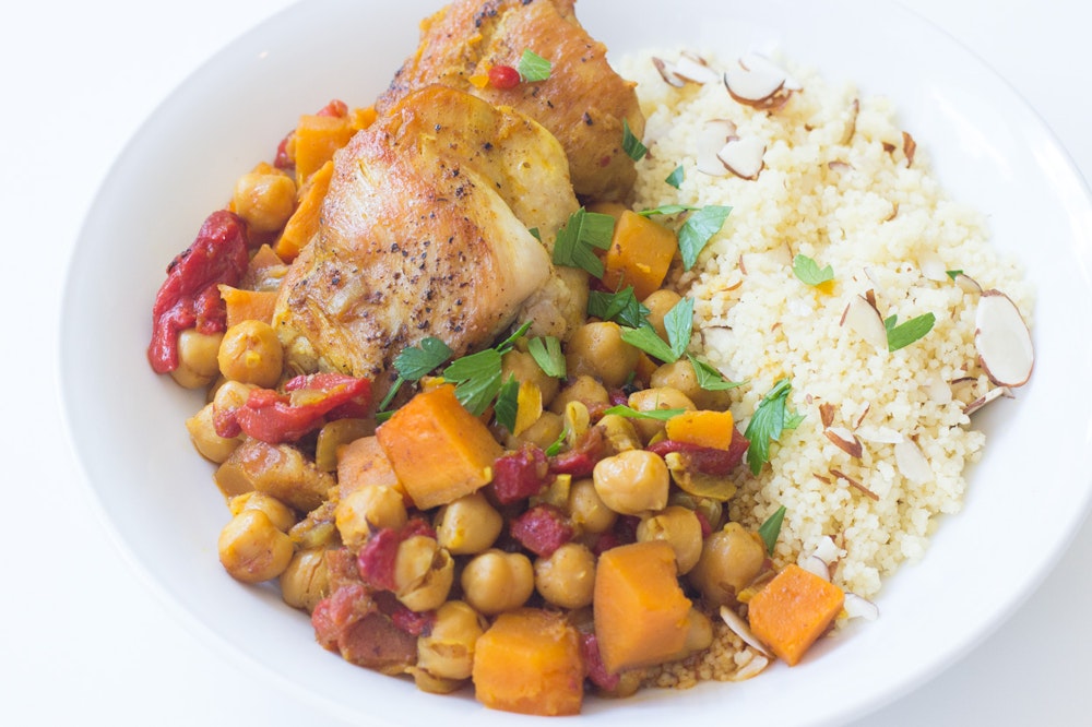 Slow-Cooker Cauliflower, Sweet Potato and Chickpea Tagine