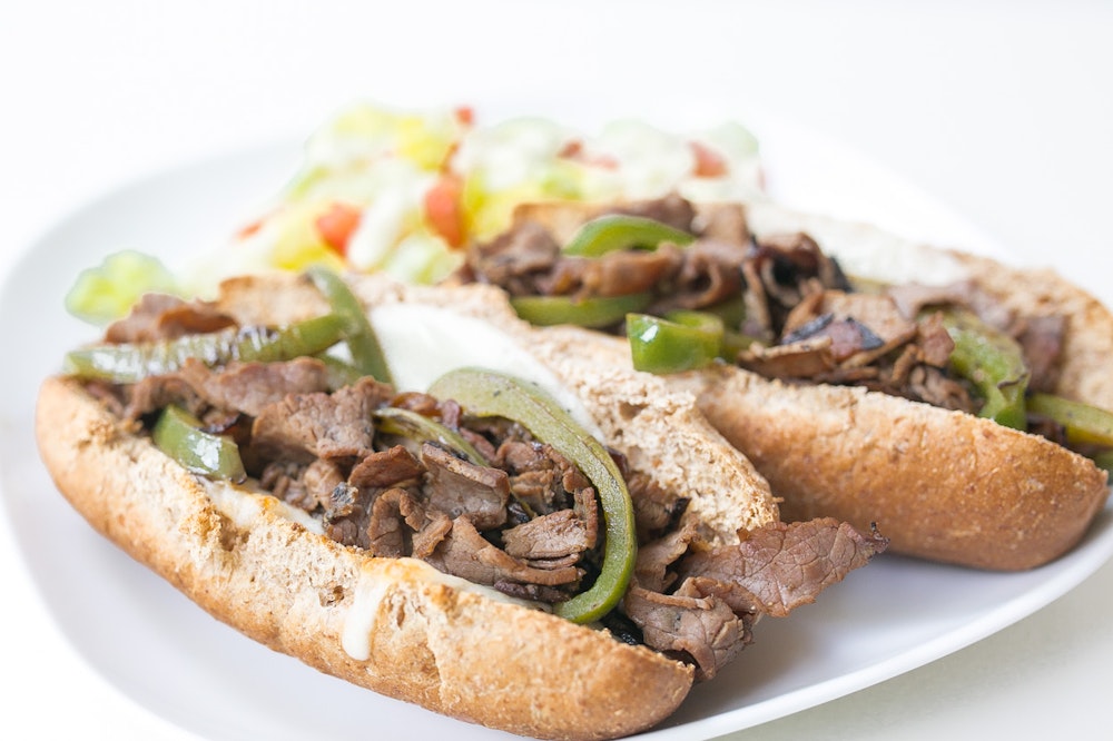Philly Cheesesteaks with Roast Beef & Green Peppers