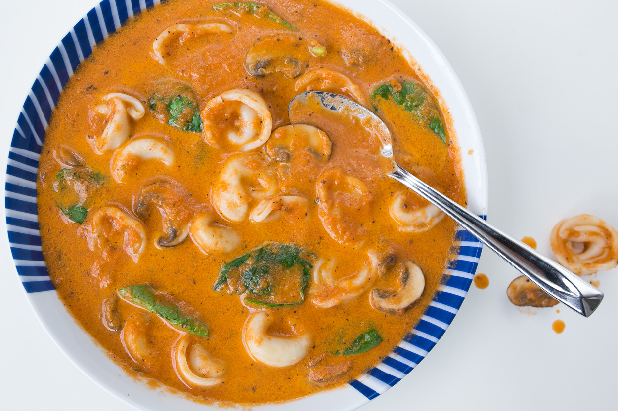 Tortellini Soup with Creamy Tomato Broth