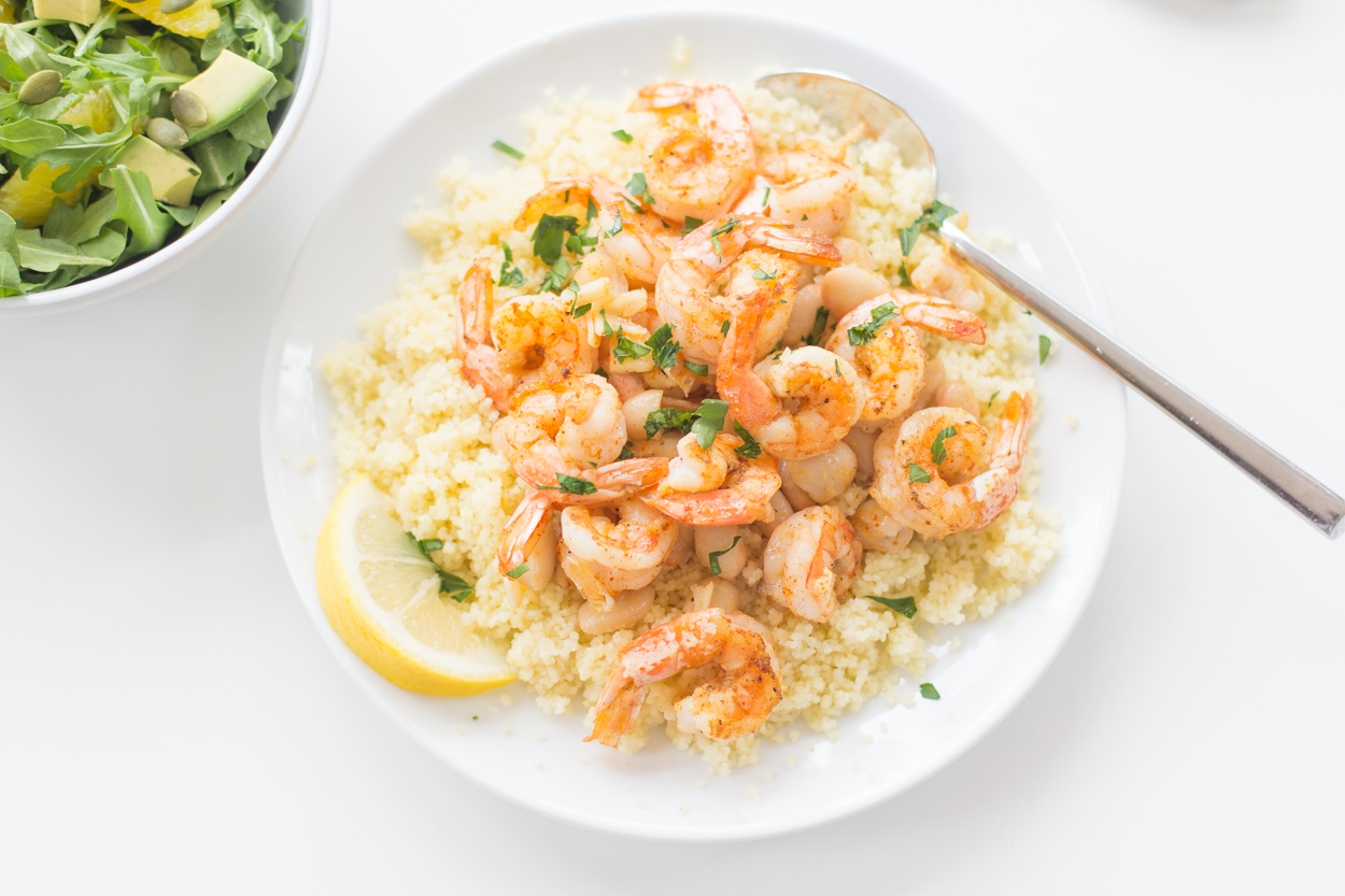 Spiced Shrimp with Couscous and White Beans | Cook Smarts