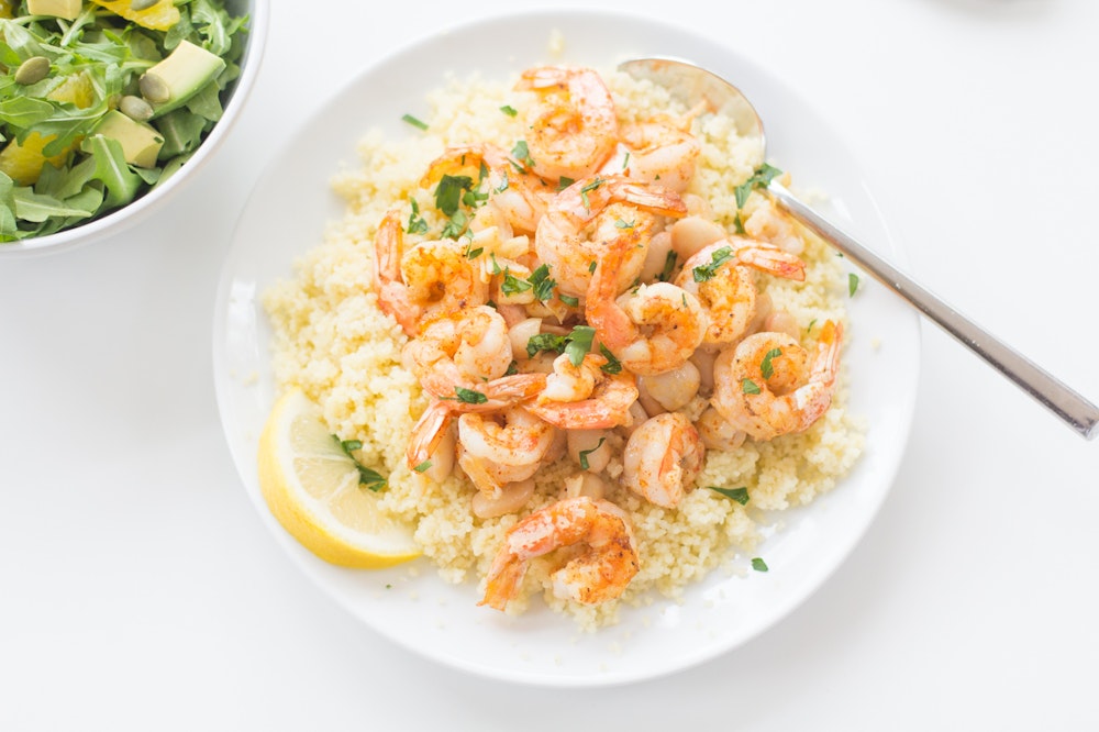 Spiced Shrimp with Couscous and White Beans