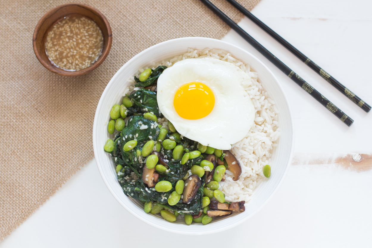 Shiitake and Edamame Rice Bowls