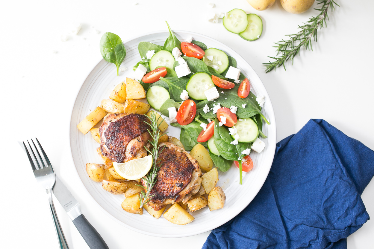 Roasted Lemony Greek Chicken & Potatoes