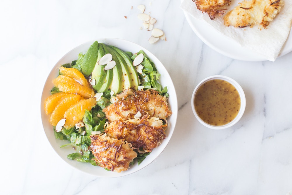 Coconut Crusted Chicken Salads