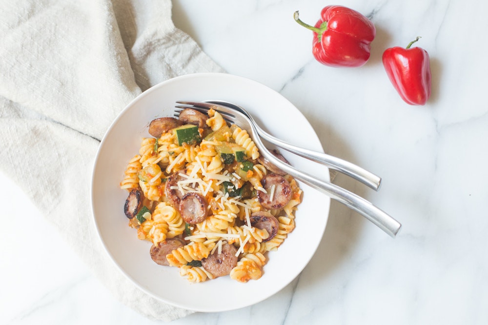 Fusilli with Roasted Red Pepper Sauce