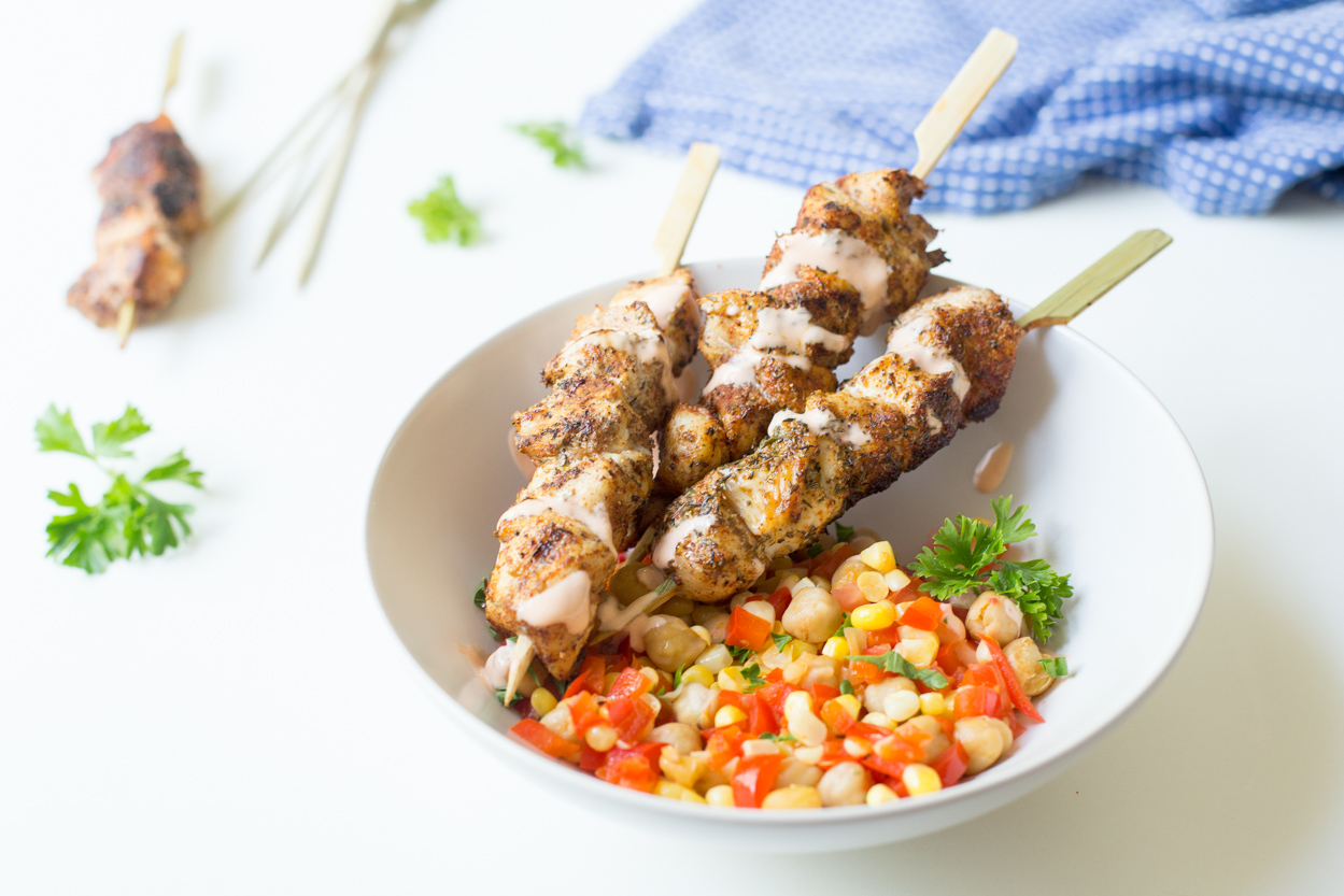 Adobo Spice Chicken Kebabs