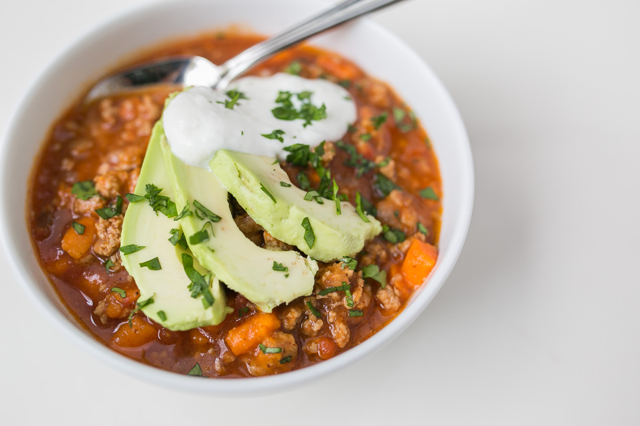 Slow Cooker Turkey and Sweet Potato Chili
