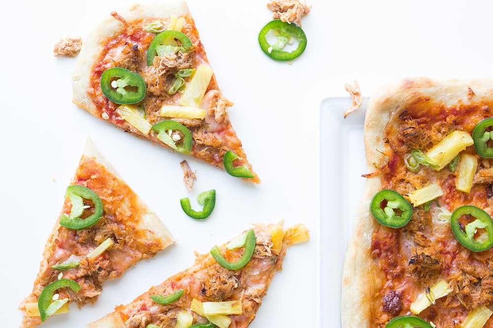BBQ Mushroom Pizza with Pineapple and Jalapenos