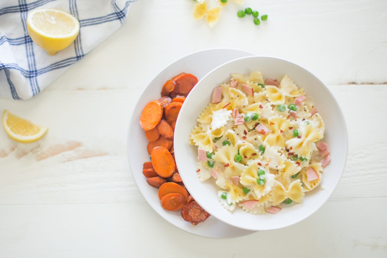 Creamy Bowties with Ham and Peas