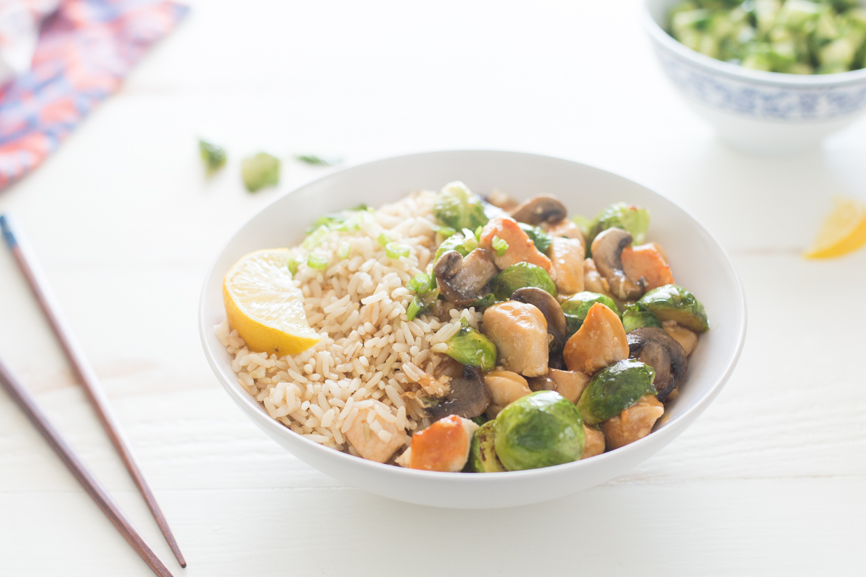 Caramel Chicken Brussels Sprouts Stir-Fry