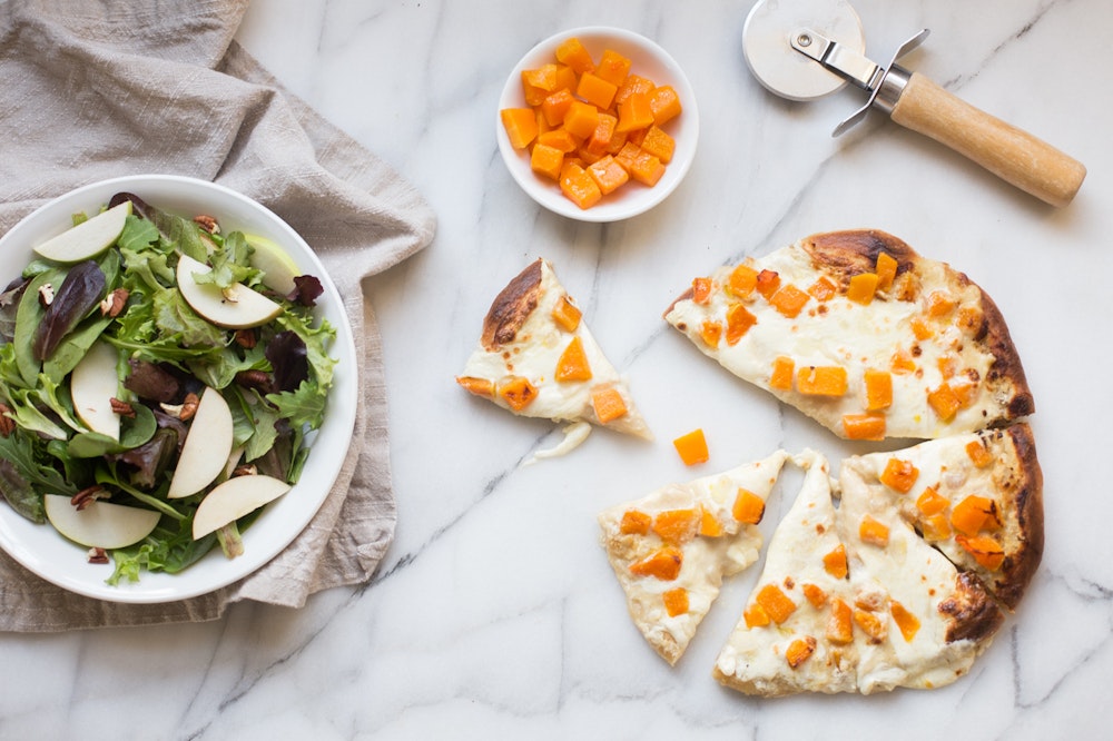 Roasted Butternut Squash and Hummus Pizza
