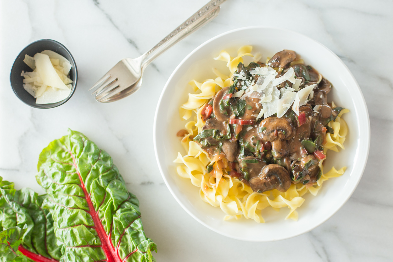 Creamy Chard and Mushroom Stroganoff