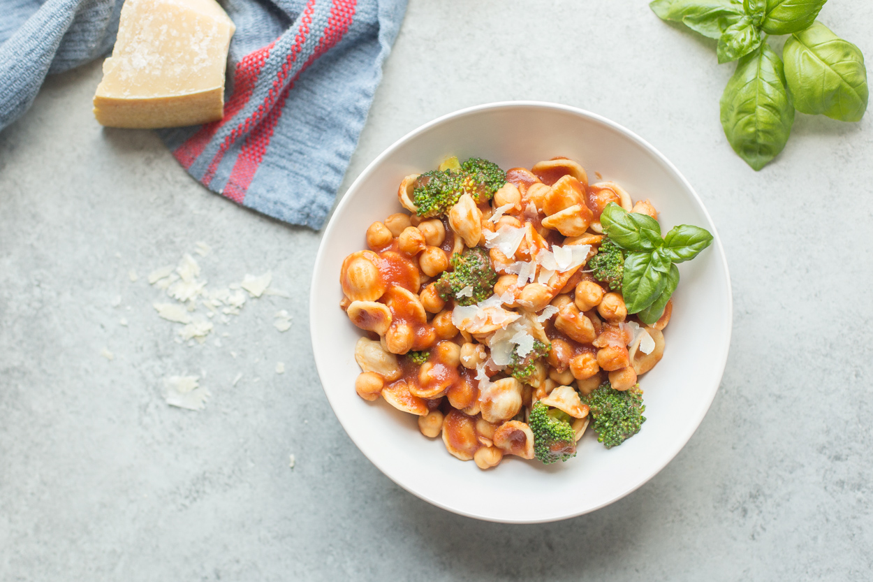 Spicy Broccoli and Chickpea Orecchiette