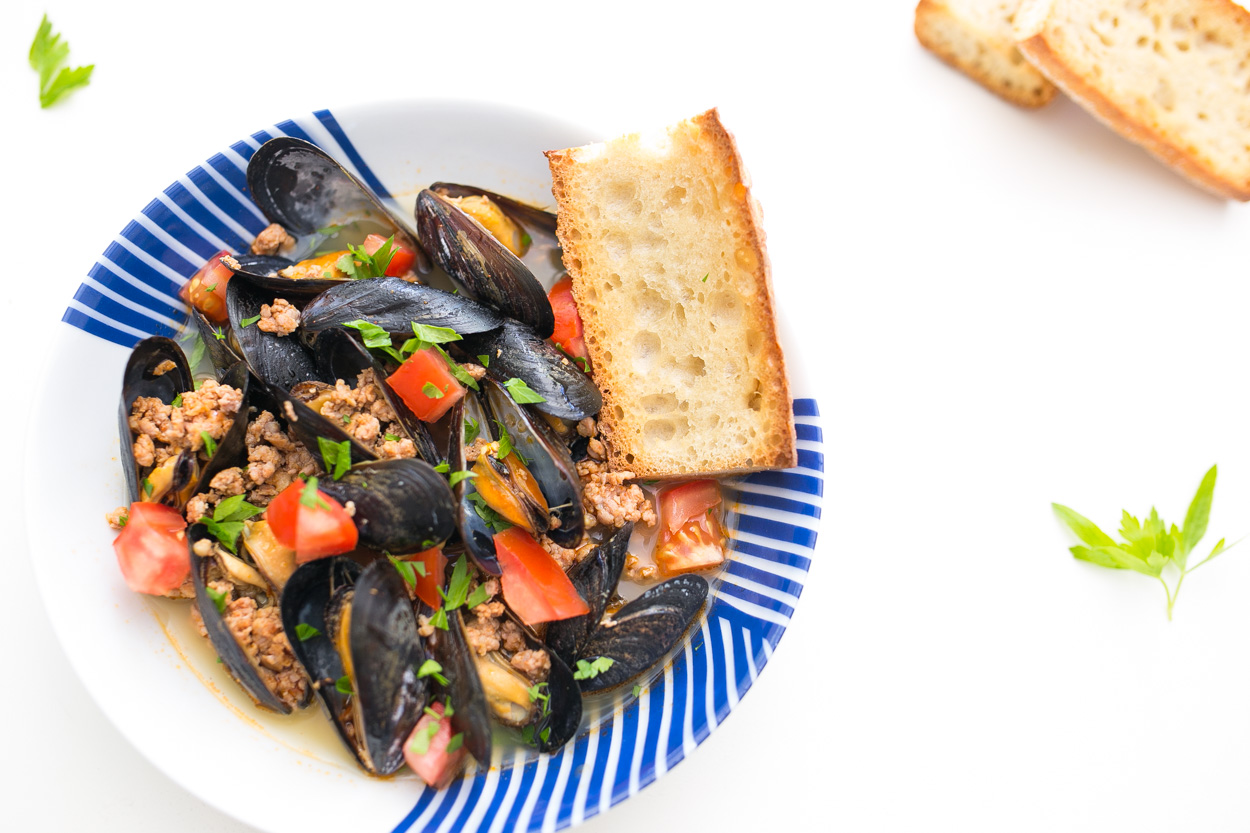 Mussels and Chorizo