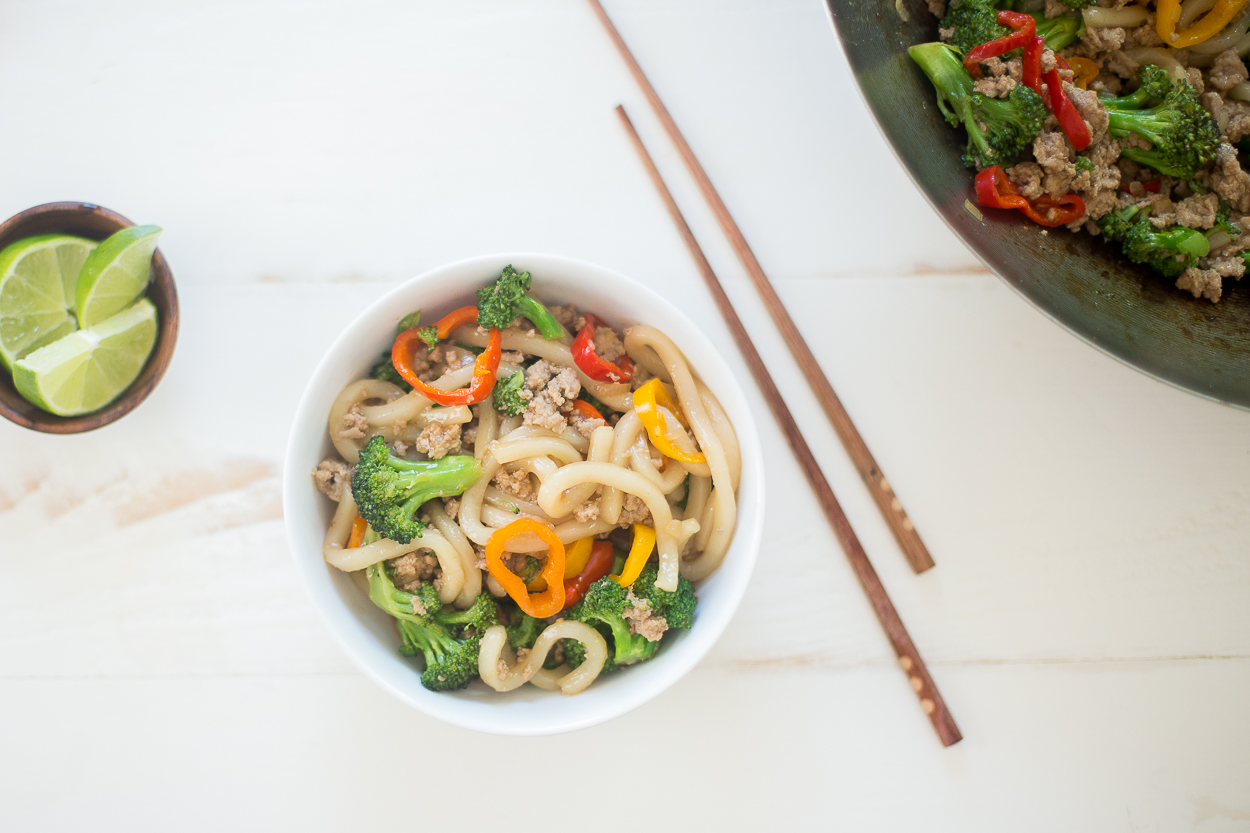 Zucchini 'Noodle' Stir-Fry with Ground Turkey