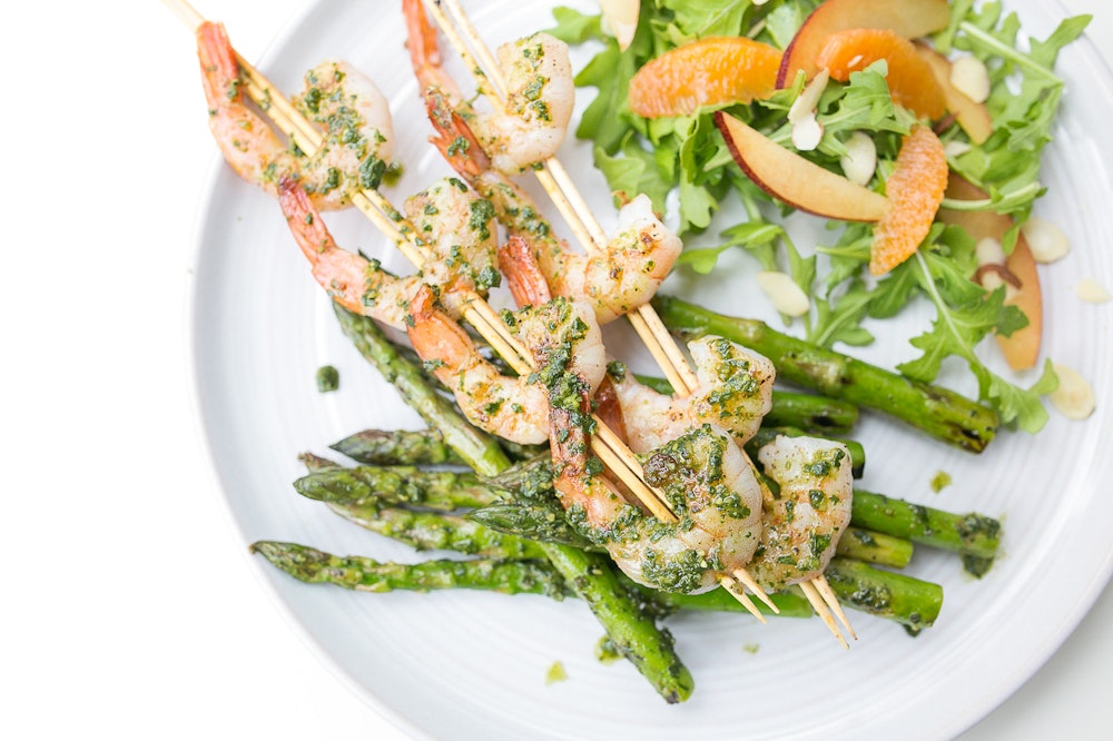 Pesto Grilled Shrimp and Asparagus